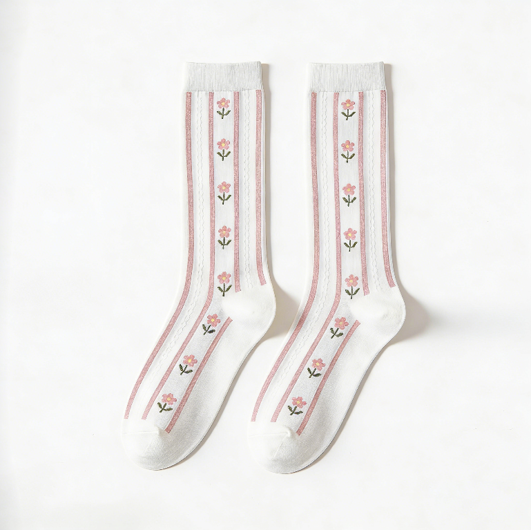Flower Embroidered Socks