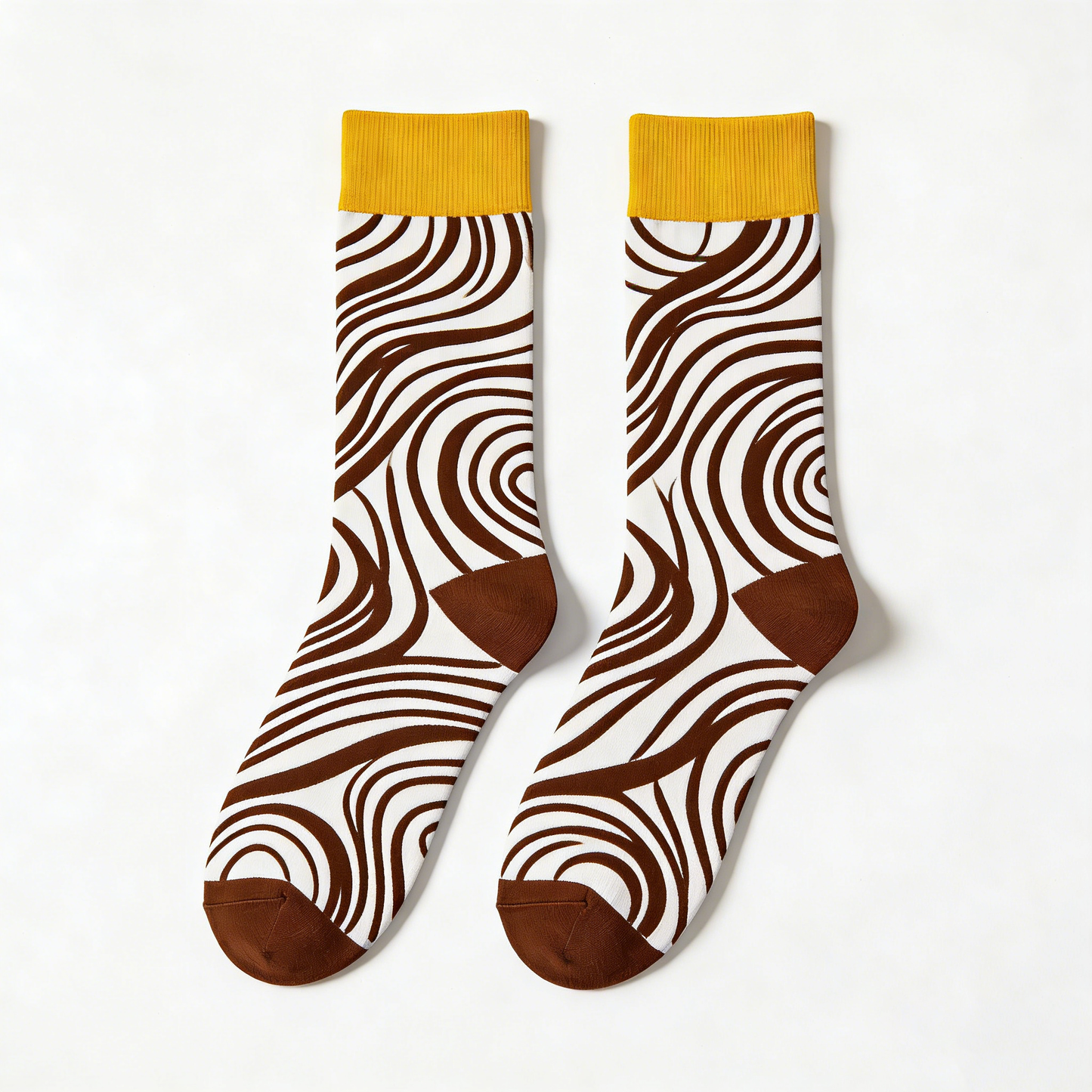 Brown and White Swirling Socks