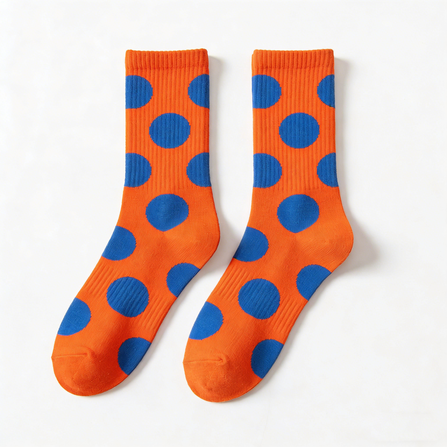 Orange Socks With Blue Polka Dots