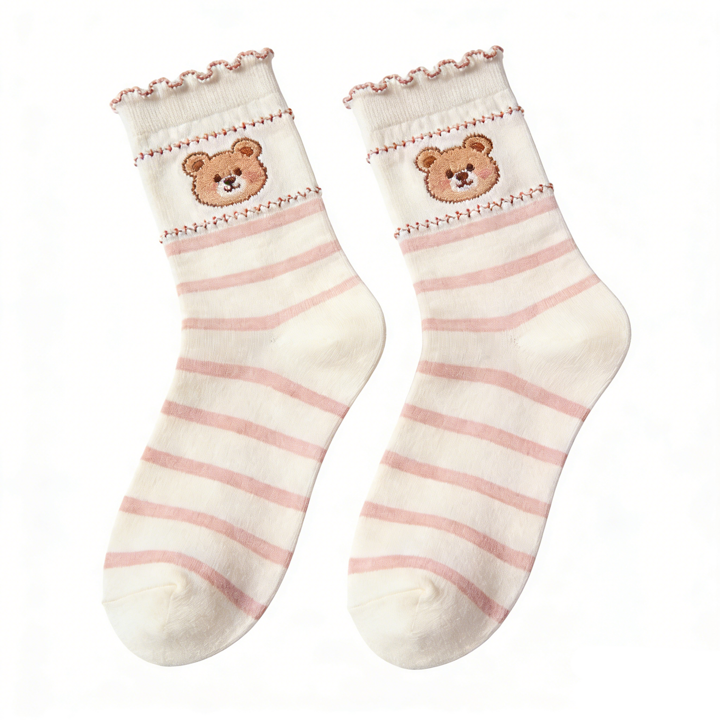 Bear Embroidered Mid-Calf Socks