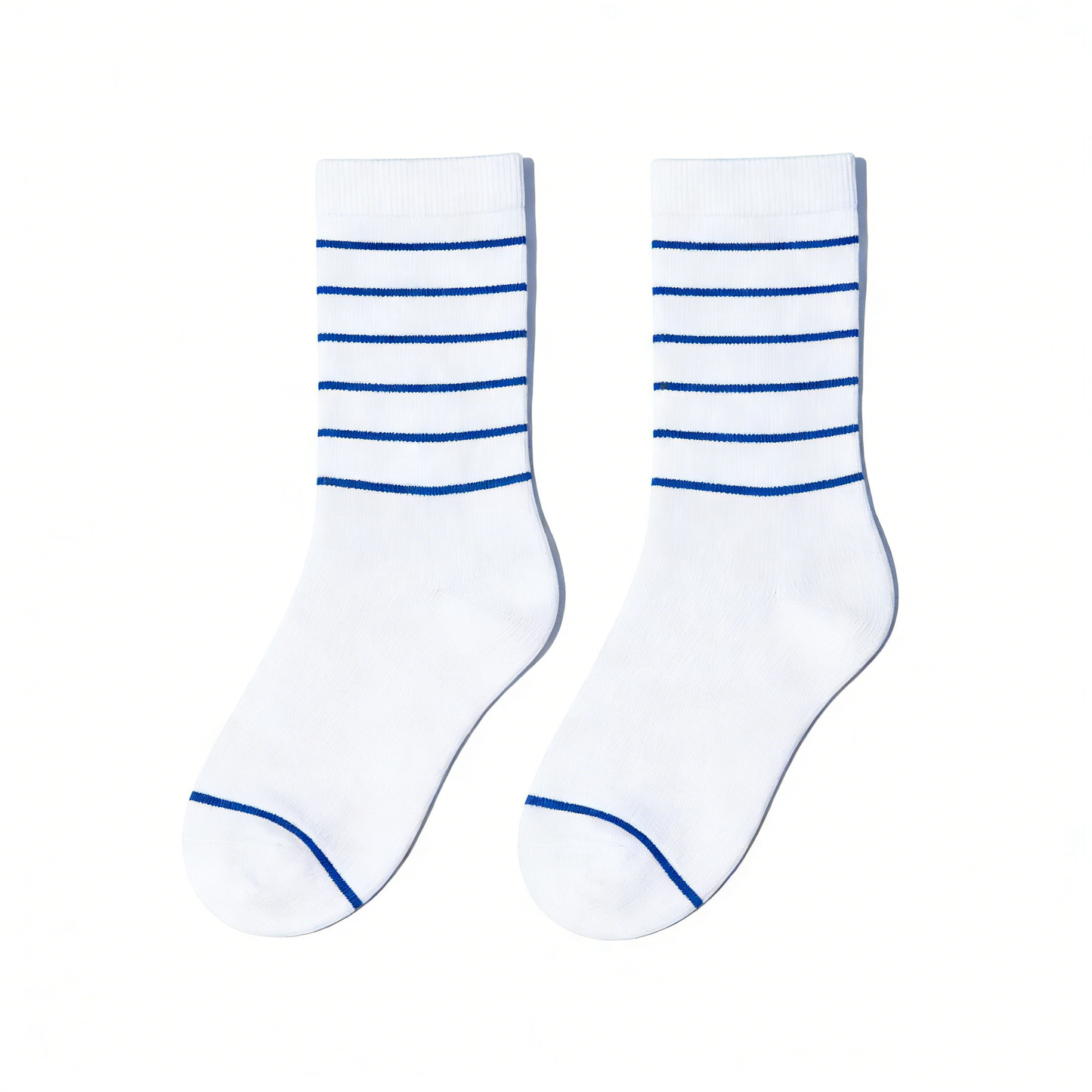 White and Blue Pinstripe Socks