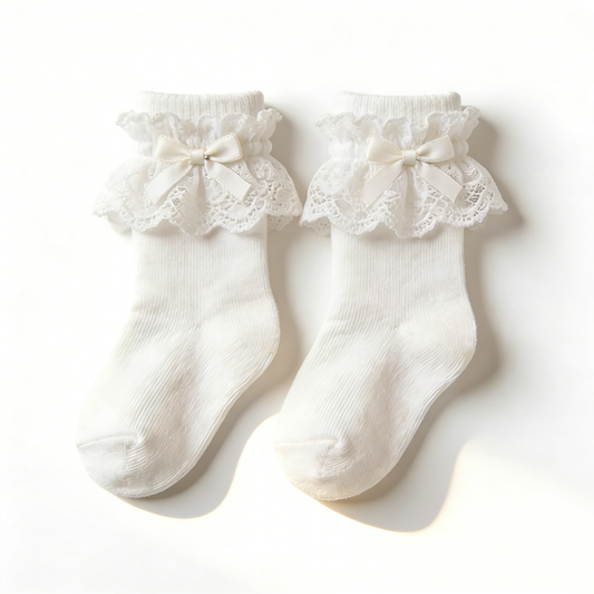 White lace bow stockings