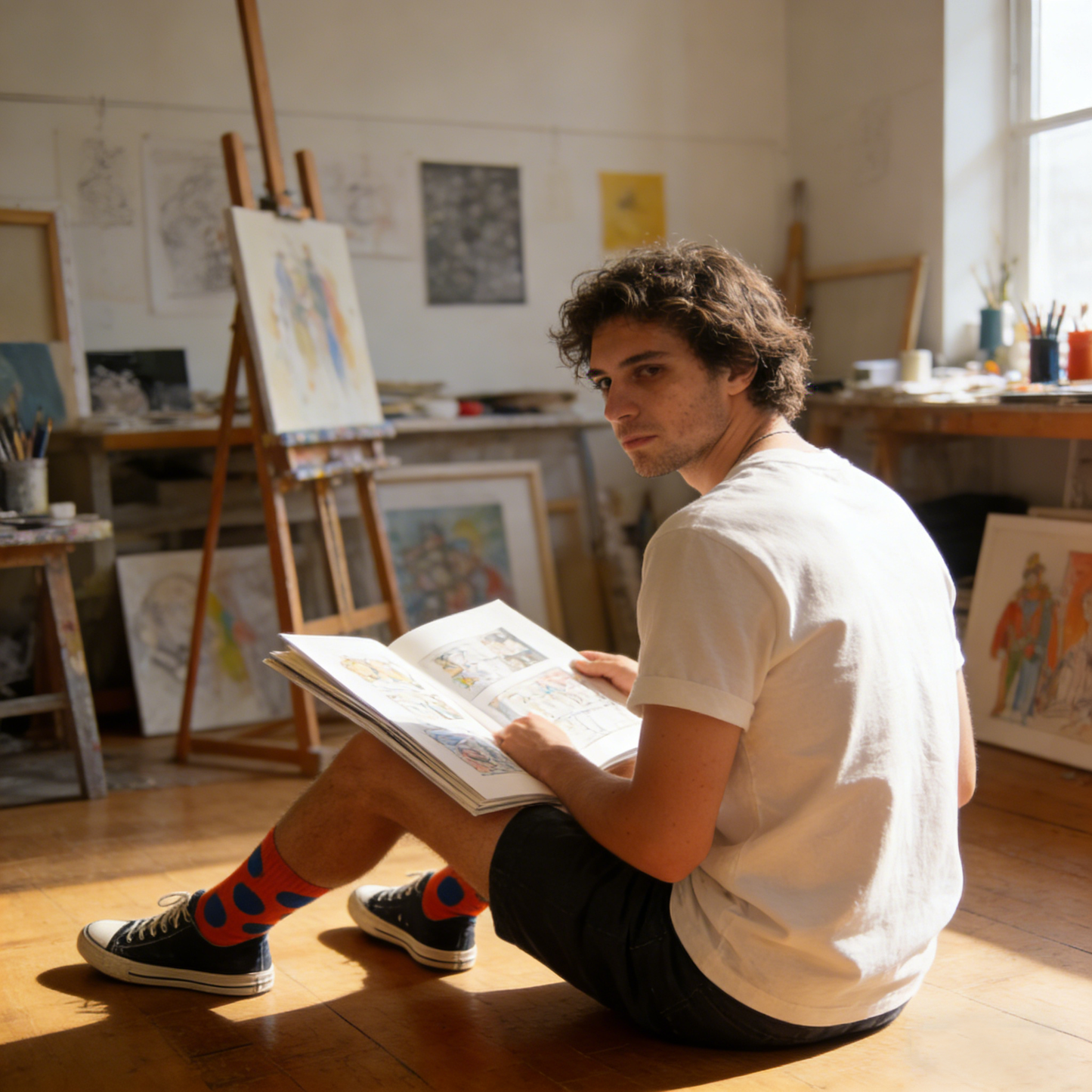 Orange Socks With Blue Polka Dots