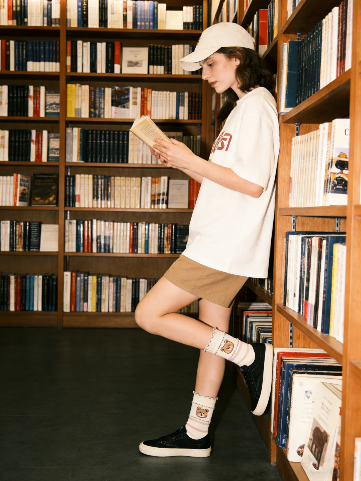 Bear Embroidered Mid-Calf Socks