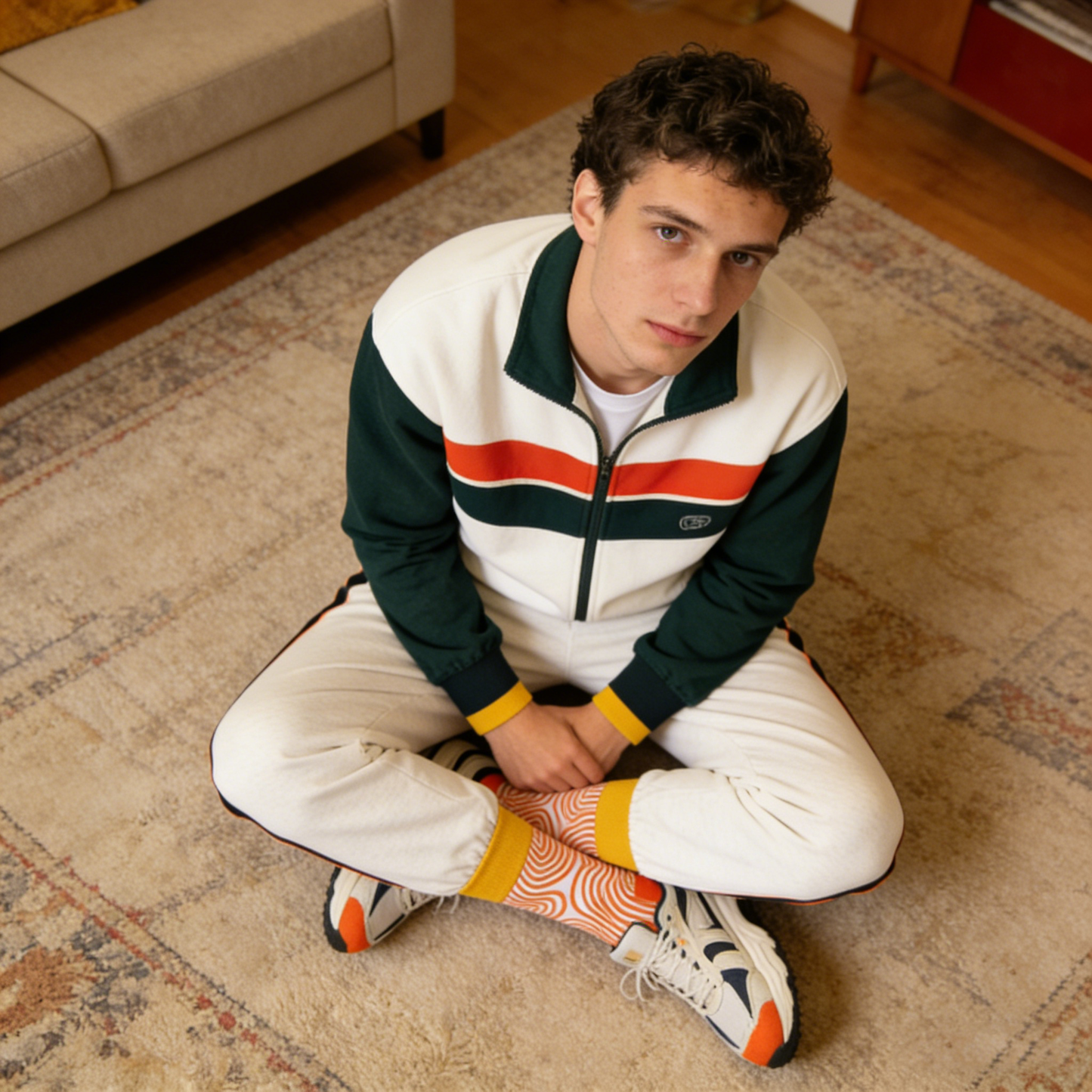 Orange and White Swirling Socks