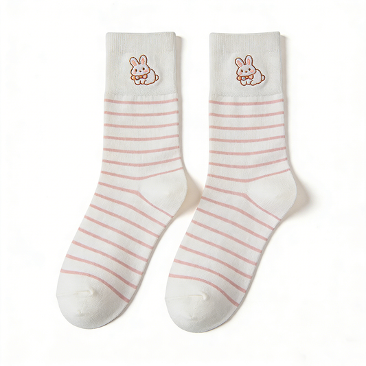 Cute Bunny Stripe Pattern Ankle Socks
