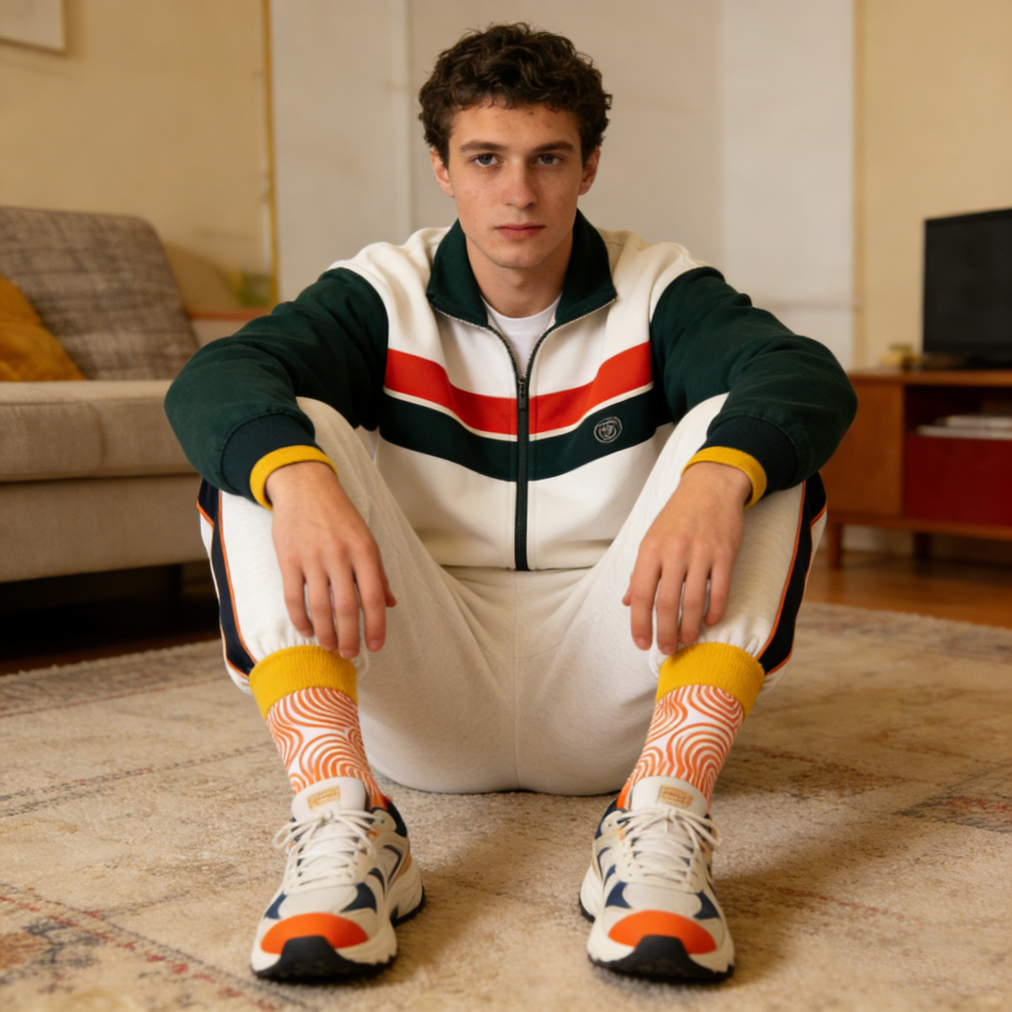 Orange and White Swirling Socks