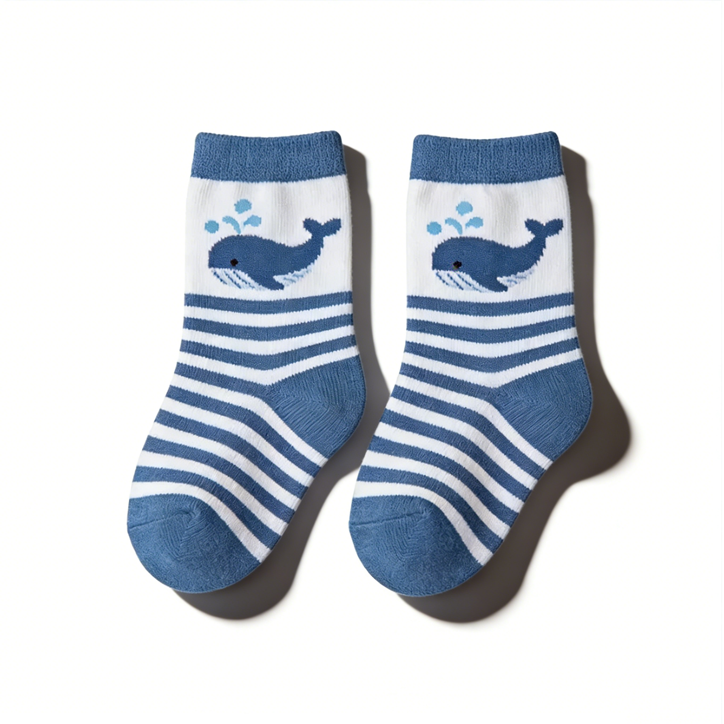 Navy Blue and White Striped Whale Socks
