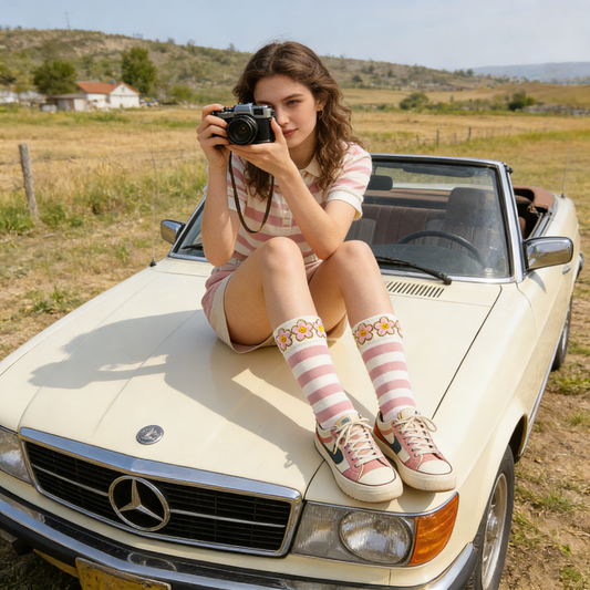 Gold Lace Mid-Calf Socks