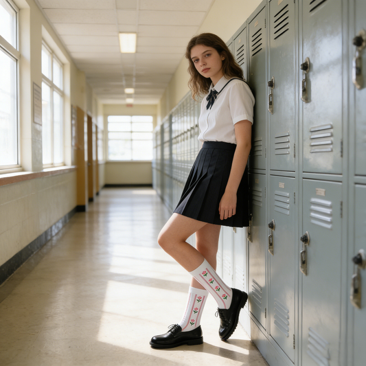 Flower Embroidered Socks