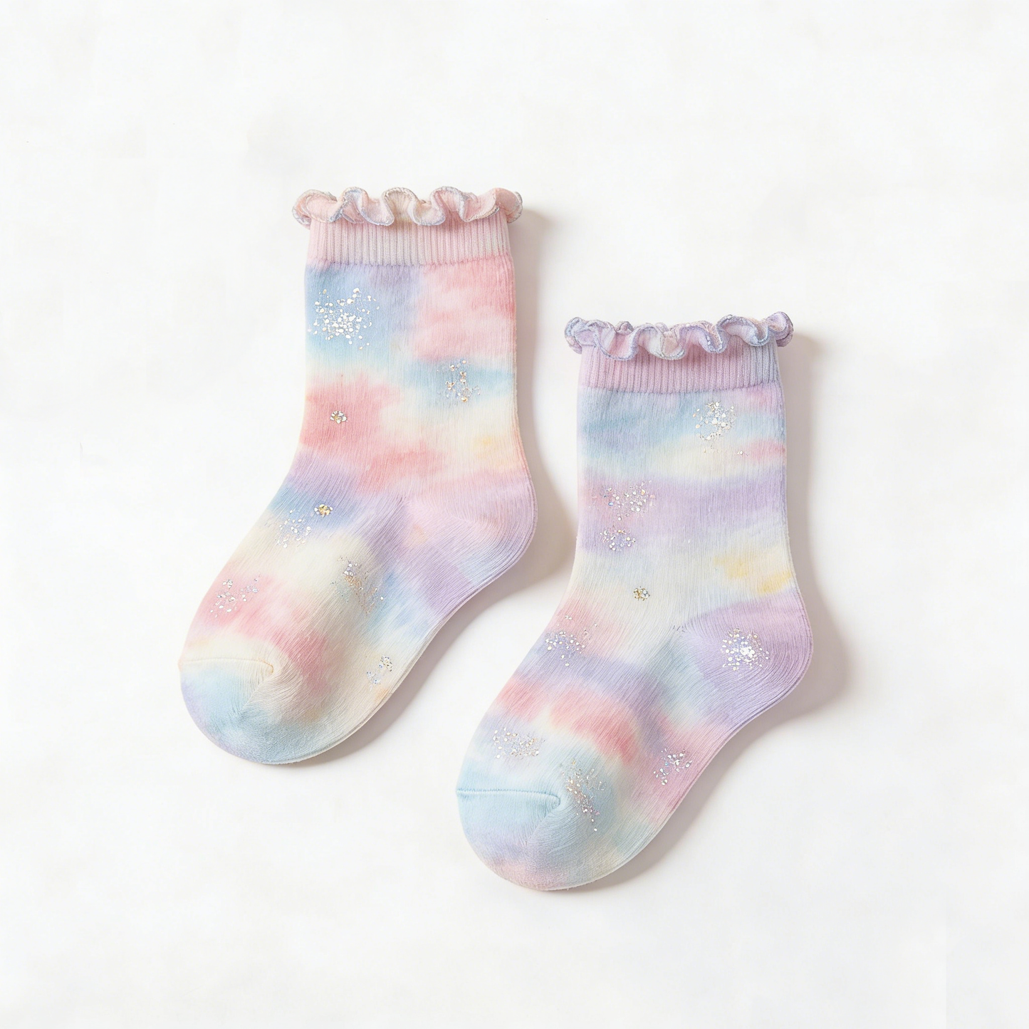 Dreamy Tie-Dye with Sparkle Ruffle Socks