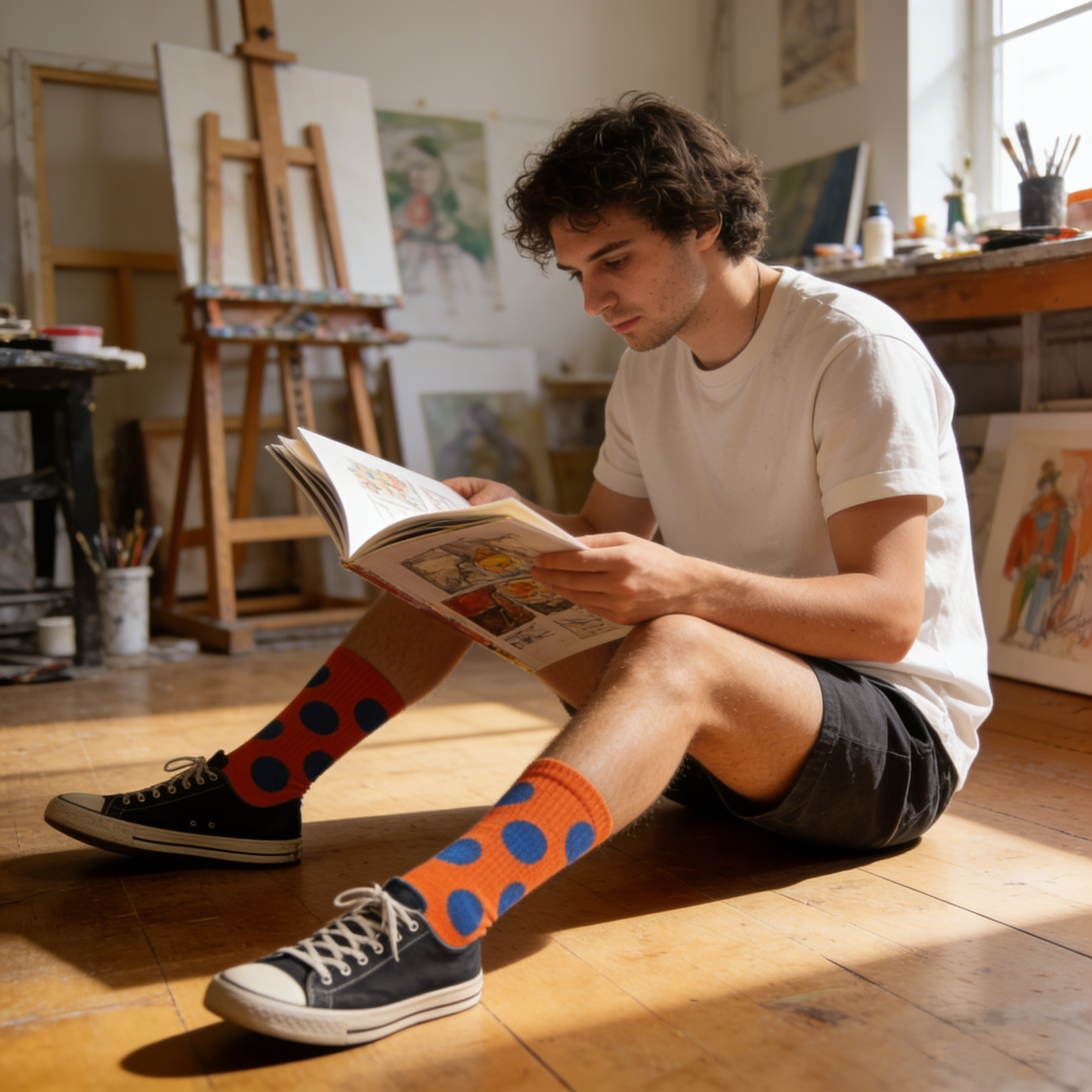 Orange Socks With Blue Polka Dots