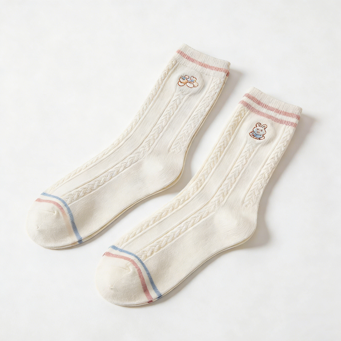 Rabbit Embroidered Mid-Calf Socks